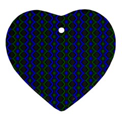 Split Diamond Blue Green Woven Fabric Heart Ornament (Two Sides)