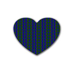 Split Diamond Blue Green Woven Fabric Heart Coaster (4 pack) 