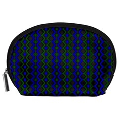 Split Diamond Blue Green Woven Fabric Accessory Pouches (Large) 