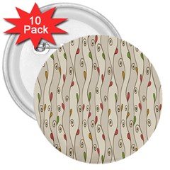 Flower Floral Leaf 3  Buttons (10 pack) 