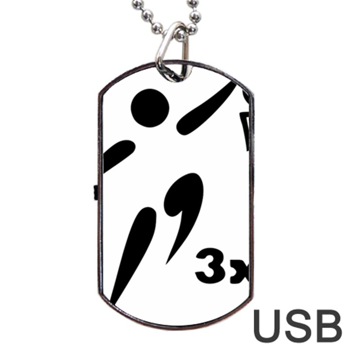 3 on 3 Basketball Pictogram Dog Tag USB Flash (Two Sides)