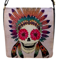 Tribal Hipster Colorful Skull Flap Messenger Bag (s) by Brittlevirginclothing