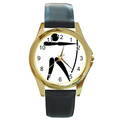 Archery Pictogram Round Gold Metal Watch by abbeyz71