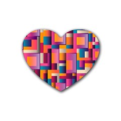 Abstract Background Geometry Blocks Heart Coaster (4 Pack) 
