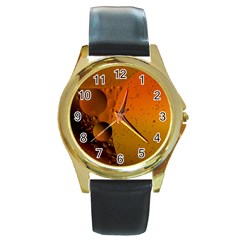 Abstraction Color Closeup The Rays Round Gold Metal Watch by Amaryn4rt