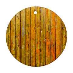 Background Wood Lath Board Fence Round Ornament (two Sides) by Amaryn4rt