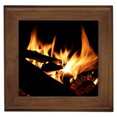 Bonfire Wood Night Hot Flame Heat Framed Tiles by Amaryn4rt