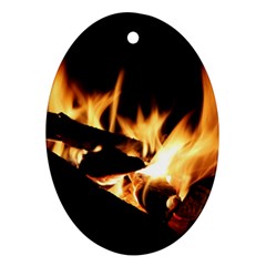 Bonfire Wood Night Hot Flame Heat Oval Ornament (two Sides) by Amaryn4rt