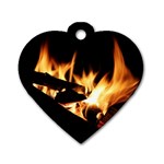 Bonfire Wood Night Hot Flame Heat Dog Tag Heart (Two Sides) Front