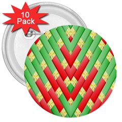 Christmas Geometric 3d Design 3  Buttons (10 Pack)  by Amaryn4rt