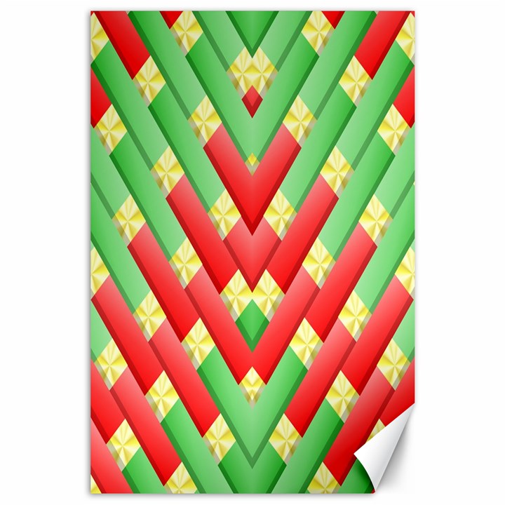 Christmas Geometric 3d Design Canvas 24  x 36 