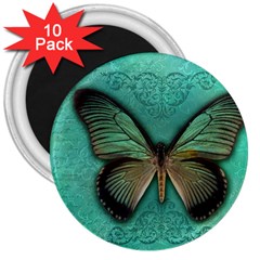 Butterfly Background Vintage Old Grunge 3  Magnets (10 Pack)  by Amaryn4rt