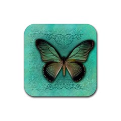 Butterfly Background Vintage Old Grunge Rubber Coaster (square)  by Amaryn4rt