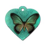 Butterfly Background Vintage Old Grunge Dog Tag Heart (One Side) Front