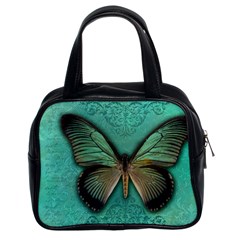 Butterfly Background Vintage Old Grunge Classic Handbags (2 Sides) by Amaryn4rt
