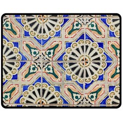 Ceramic Portugal Tiles Wall Fleece Blanket (medium)  by Amaryn4rt