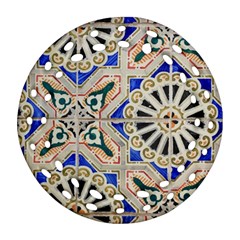 Ceramic Portugal Tiles Wall Ornament (round Filigree) by Amaryn4rt