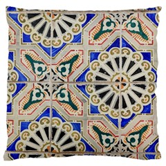 Ceramic Portugal Tiles Wall Large Cushion Case (one Side) by Amaryn4rt