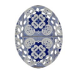 Ceramic Portugal Tiles Wall Ornament (oval Filigree) by Amaryn4rt