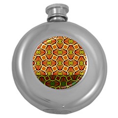 Geometry Shape Retro Trendy Symbol Round Hip Flask (5 Oz) by Amaryn4rt