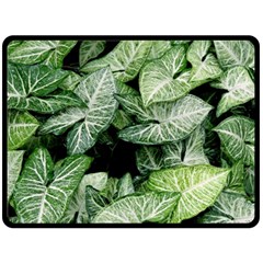 Green Leaves Nature Pattern Plant Fleece Blanket (large)  by Amaryn4rt