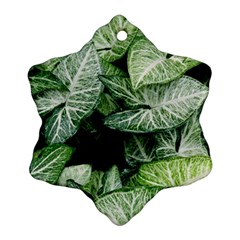 Green Leaves Nature Pattern Plant Snowflake Ornament (two Sides) by Amaryn4rt