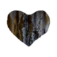 Grunge Rust Old Wall Metal Texture Standard 16  Premium Flano Heart Shape Cushions by Amaryn4rt