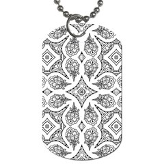 Mandala Line Art Black And White Dog Tag (one Side) by Amaryn4rt