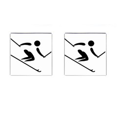 Archery Skiing Pictogram Cufflinks (square) by abbeyz71