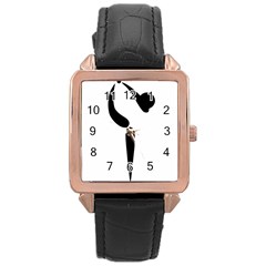 Artistic Roller Skating Pictogram Rose Gold Leather Watch  by abbeyz71