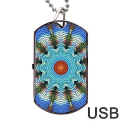 Pattern Blue Brown Background Dog Tag Usb Flash (two Sides)