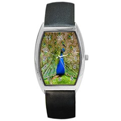 Peacock Animal Photography Beautiful Barrel Style Metal Watch