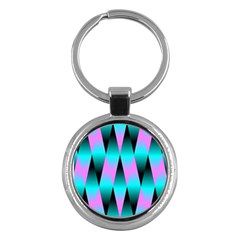 Shiny Decorative Geometric Aqua Key Chains (round) 