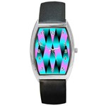 Shiny Decorative Geometric Aqua Barrel Style Metal Watch Front