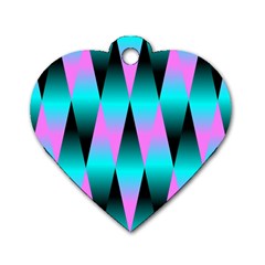 Shiny Decorative Geometric Aqua Dog Tag Heart (two Sides)