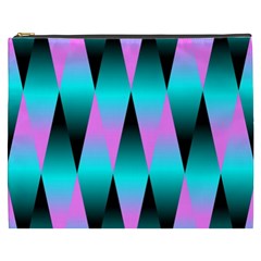 Shiny Decorative Geometric Aqua Cosmetic Bag (xxxl)  by Amaryn4rt