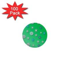 Snowflakes Winter Christmas Overlay 1  Mini Buttons (100 Pack)  by Amaryn4rt