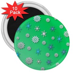 Snowflakes Winter Christmas Overlay 3  Magnets (10 Pack)  by Amaryn4rt