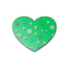 Snowflakes Winter Christmas Overlay Heart Coaster (4 Pack)  by Amaryn4rt