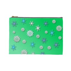 Snowflakes Winter Christmas Overlay Cosmetic Bag (large)  by Amaryn4rt
