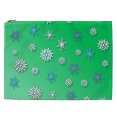 Snowflakes Winter Christmas Overlay Cosmetic Bag (xxl)  by Amaryn4rt