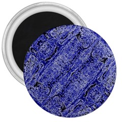 Texture Blue Neon Brick Diagonal 3  Magnets by Amaryn4rt