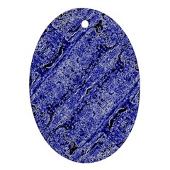 Texture Blue Neon Brick Diagonal Ornament (oval)