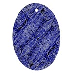 Texture Blue Neon Brick Diagonal Ornament (Oval) Front