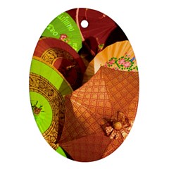 Umbrellas Parasols Design Rain Oval Ornament (two Sides) by Amaryn4rt