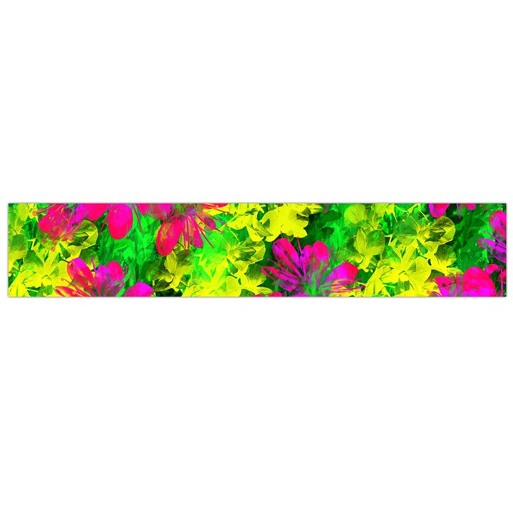 Flowers Chaos In Green, Yellow And Pinks Flano Scarf (Large)