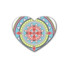 Drawing Mandala Art Rubber Coaster (heart) 