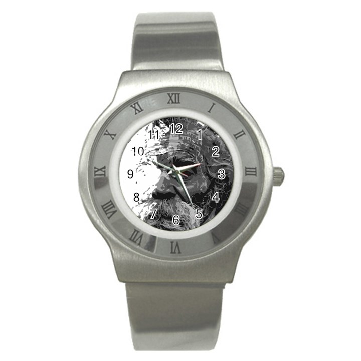 Grandfather Old Man Brush Design Stainless Steel Watch