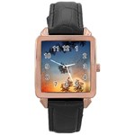 Hardest Frost Winter Cold Frozen Rose Gold Leather Watch  Front