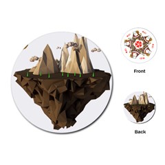 Low Poly Floating Island 3d Render Playing Cards (round)  by Amaryn4rt